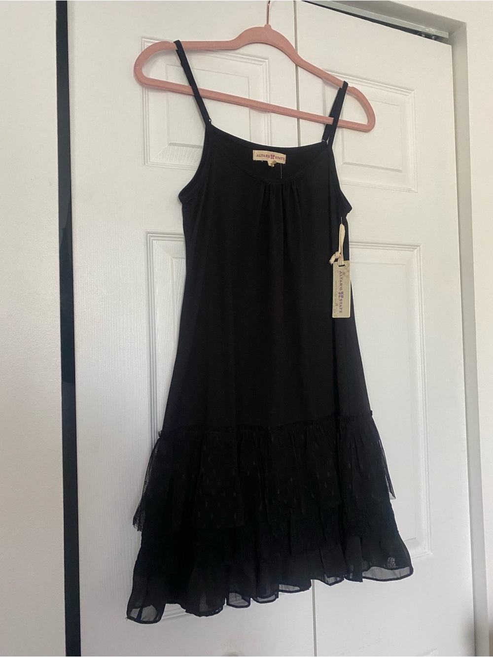 Black Tiered Chiffon Slip Dress